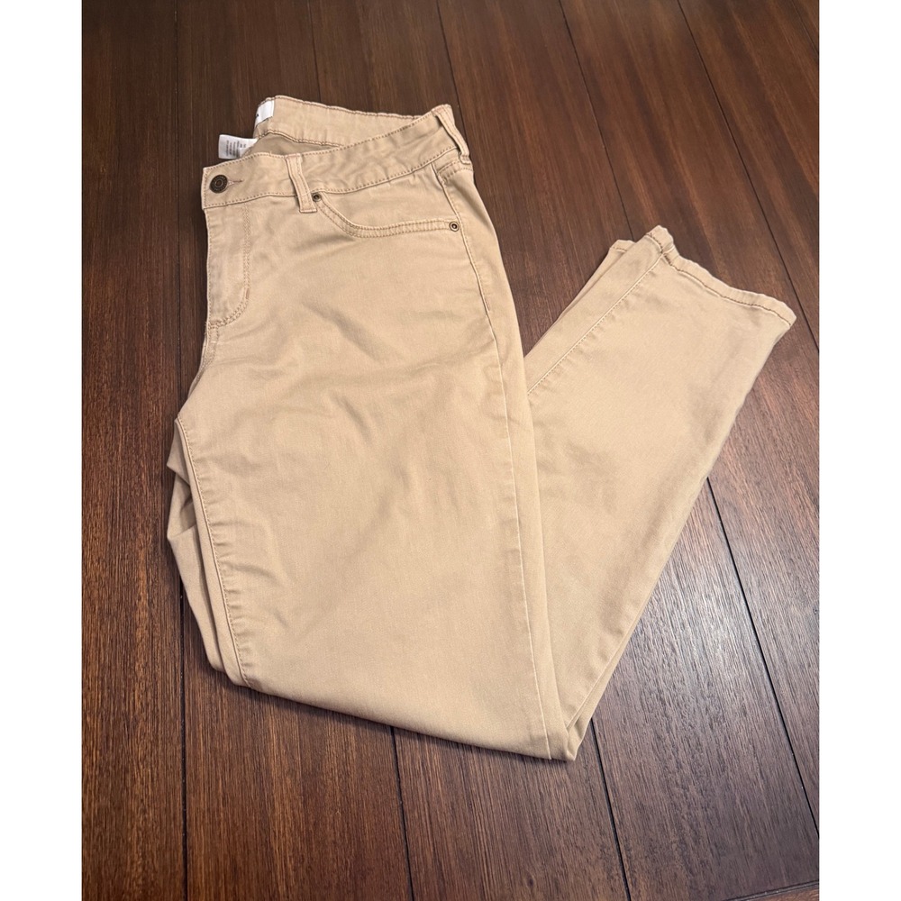 Sonoma Goods For Life Womens Skinny Khaki Pants Tan Size 12S Short RN89828